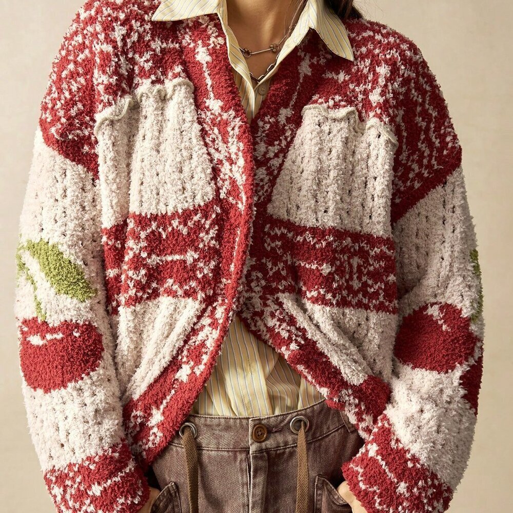 Multicolor Casual Women's Christmas Boho Cardigan - Picture 10 of 10